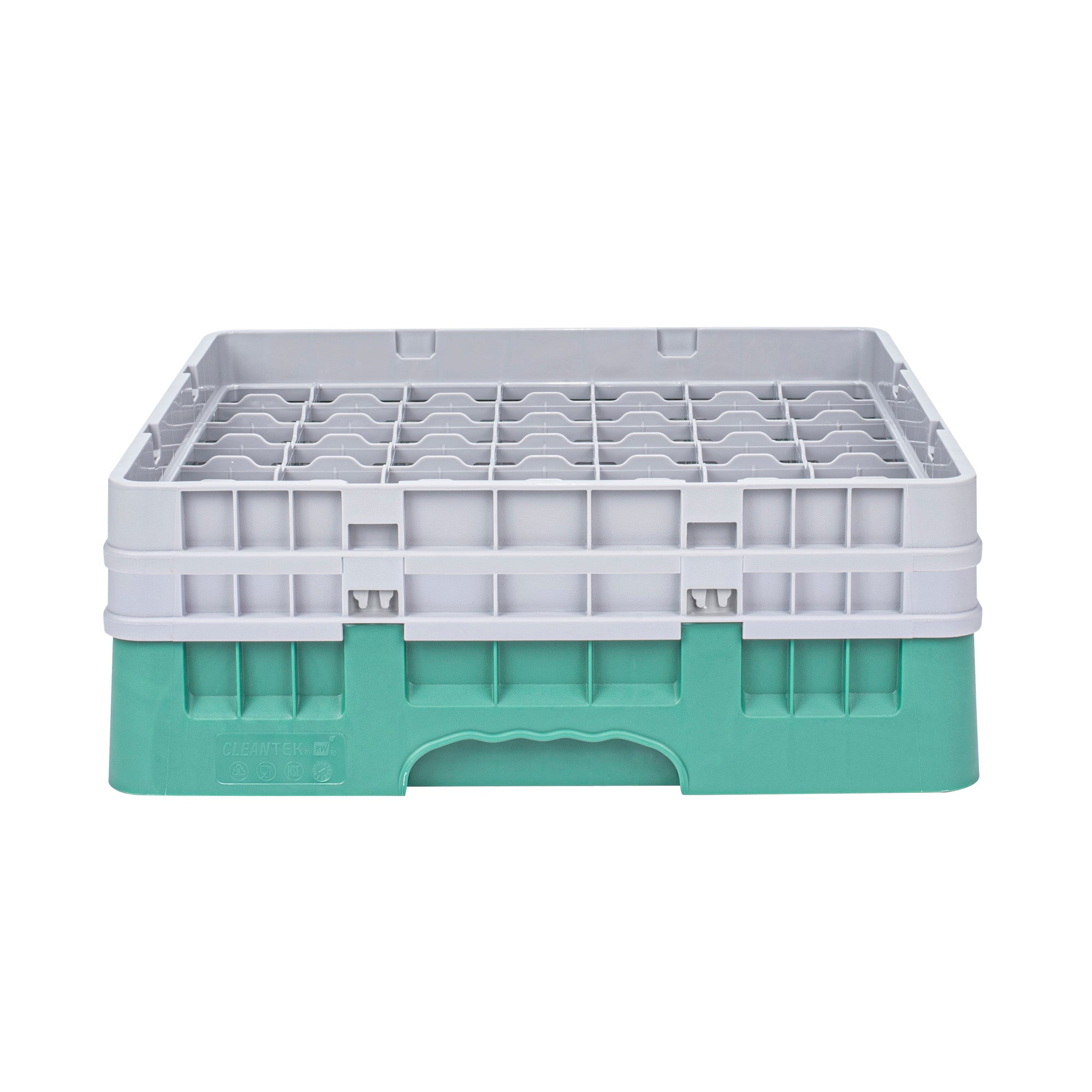 Clean Tek Professional Green Glass Rack - 49 Compartments, 1 Full Drop and 1 Half Drop Extender - 19 3/4" x 19 3/4" x 7 1/4" - 1 count box
