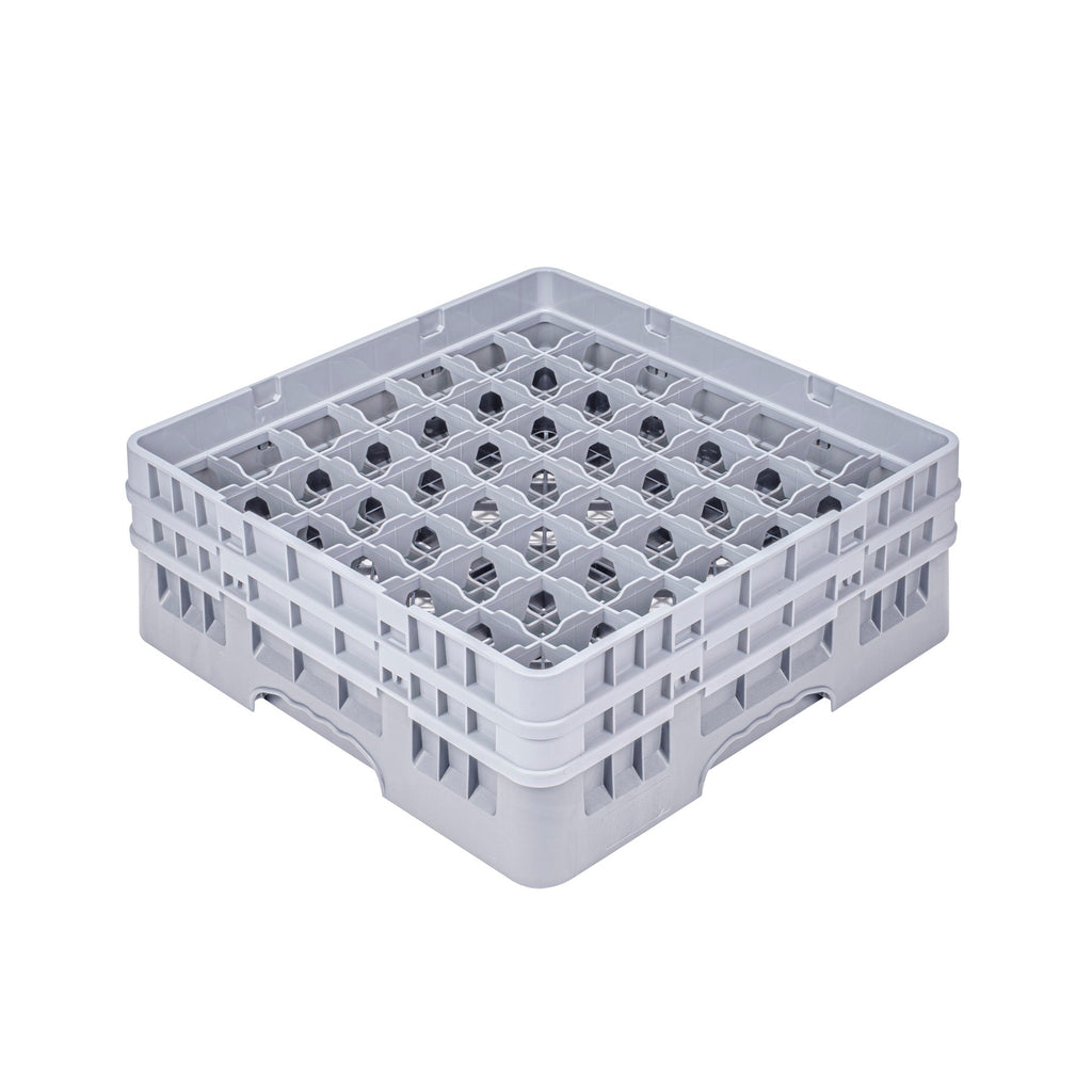 Clean Tek Professional Gray Glass Rack - 49 Compartments, 1 Full Drop and 1 Half Drop Extender - 19 3/4" x 19 3/4" x 7 1/4" - 1 count box