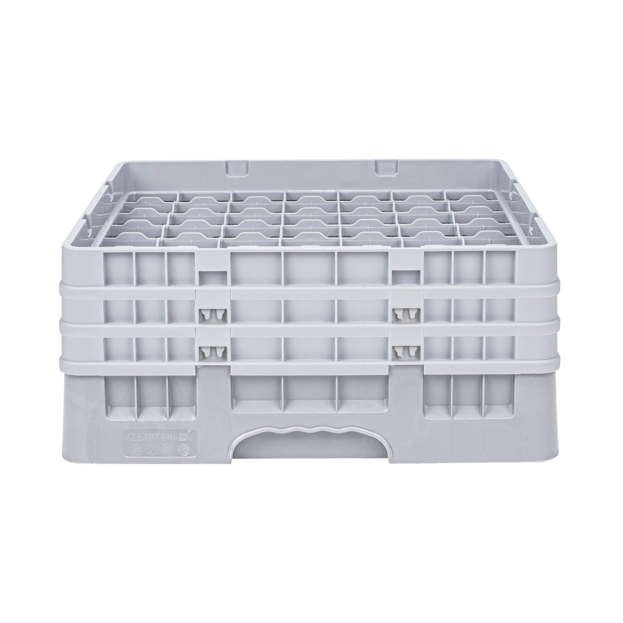 Clean Tek Professional Gray Glass Rack - 49 Compartments, 1 Full Drop and 2 Half Drop Extenders - 19 3/4" x 19 3/4" x 8 3/4" - 1 count box