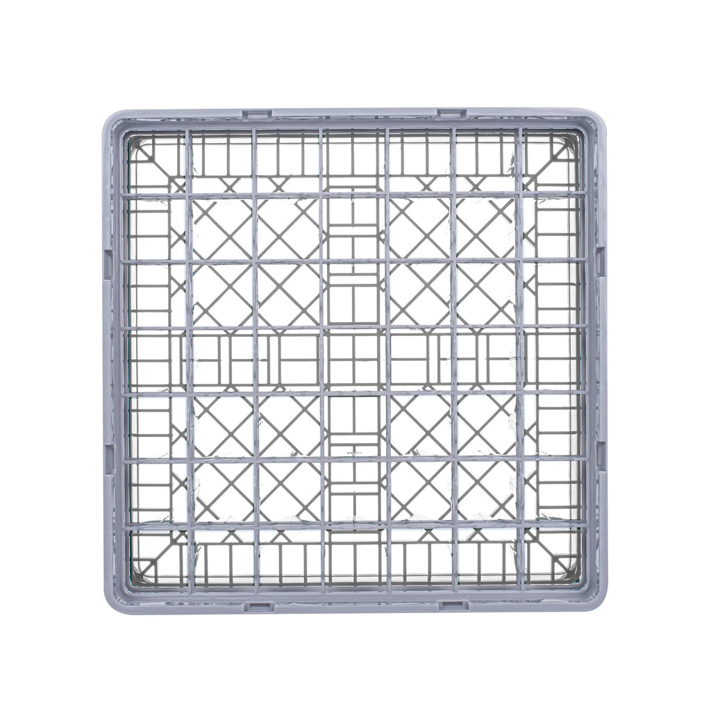 Clean Tek Professional Gray Glass Rack - 49 Compartments, 1 Full Drop and 2 Half Drop Extenders - 19 3/4" x 19 3/4" x 8 3/4" - 1 count box