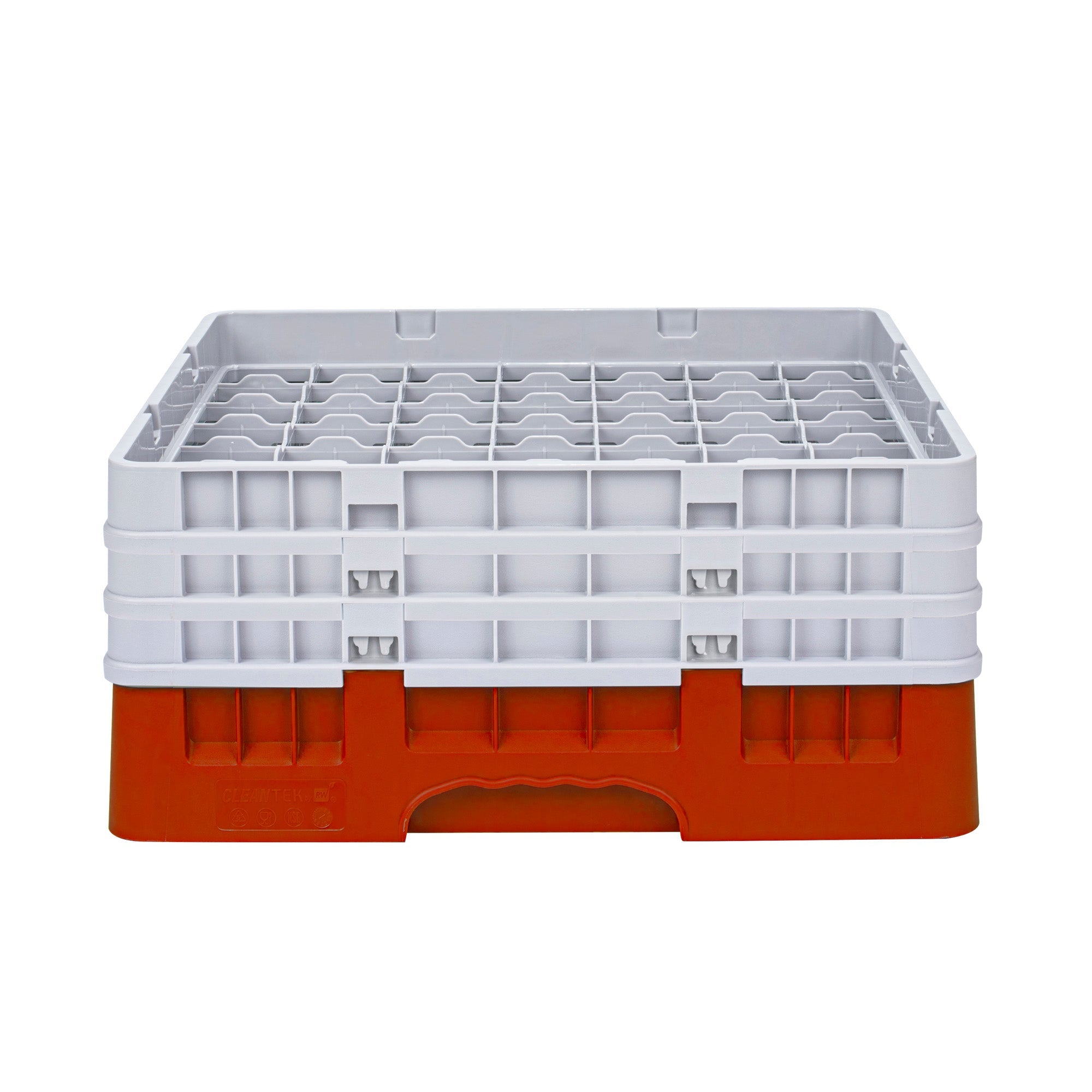 Clean Tek Professional Red Glass Rack - 49 Compartments, 1 Full Drop and 2 Half Drop Extenders - 19 3/4" x 19 3/4" x 8 3/4" - 1 count box