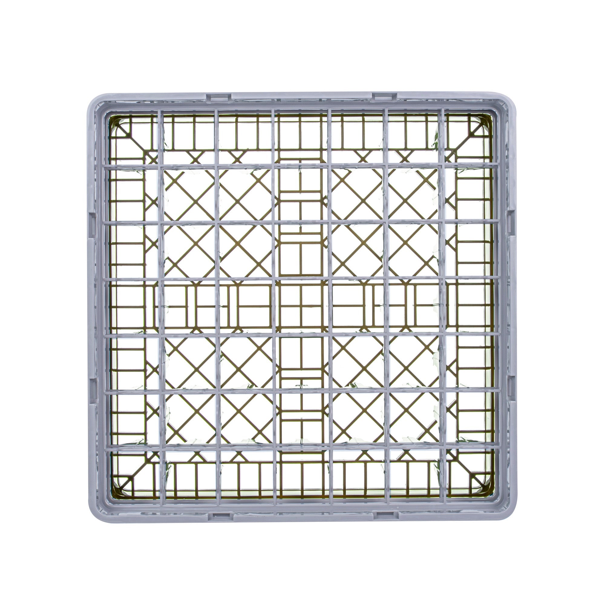 Clean Tek Professional Brown Glass Rack - 49 Compartments, 1 Full Drop and 3 Half Drop Extenders - 19 3/4" x 19 3/4" x 10 1/2" - 1 count box