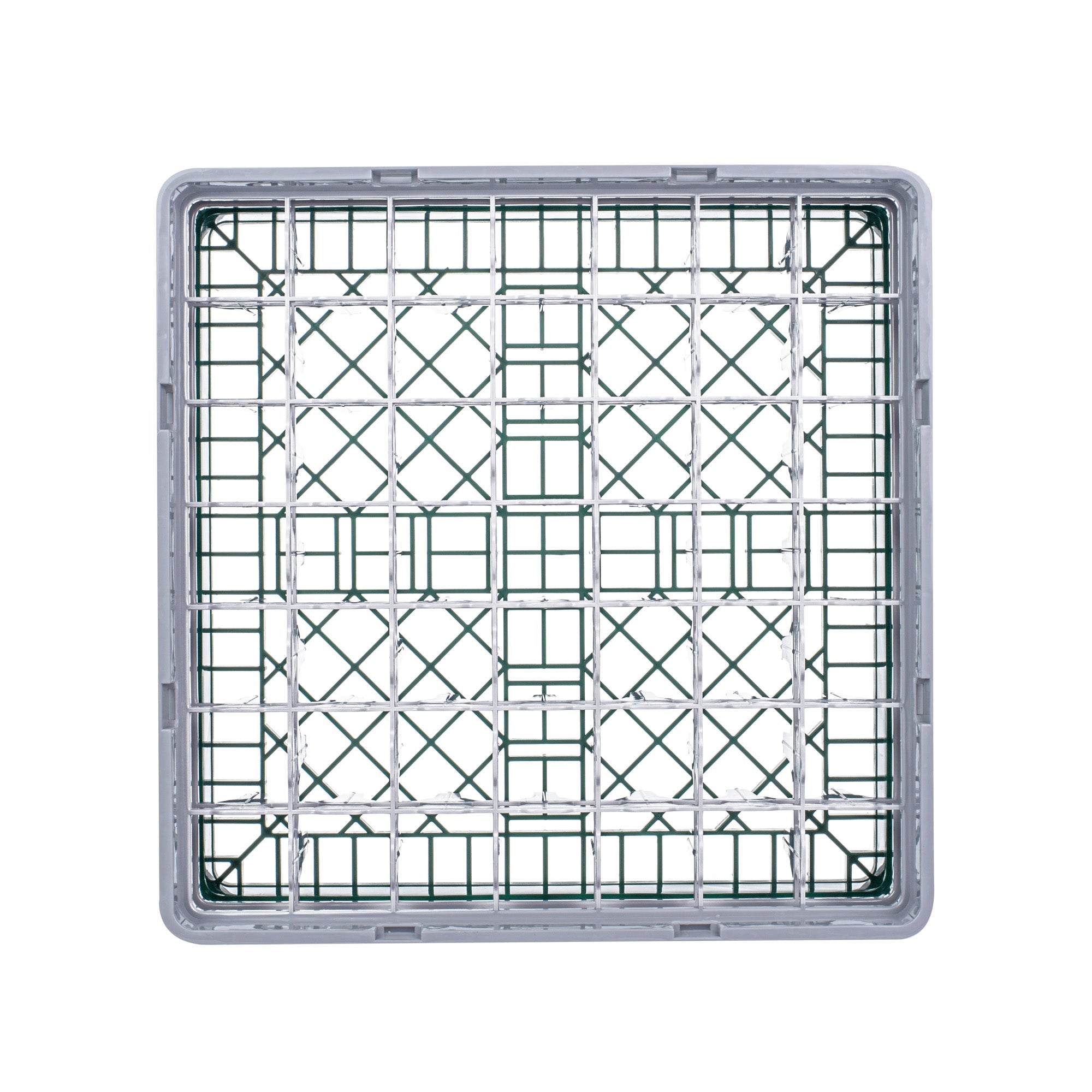 Clean Tek Professional Green Glass Rack - 49 Compartments, 1 Full Drop and 3 Half Drop Extenders - 19 3/4" x 19 3/4" x 10 1/2" - 1 count box