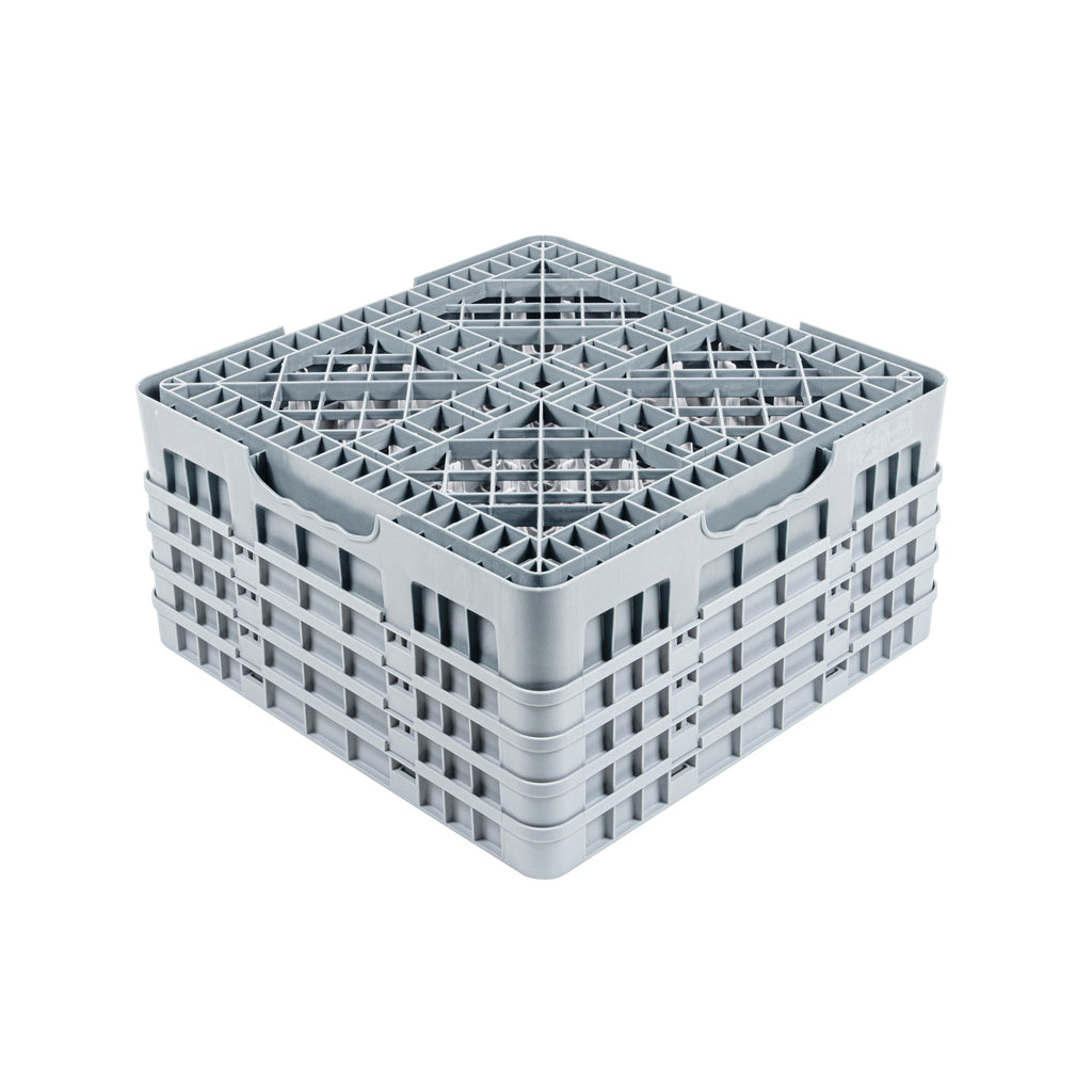 Clean Tek Professional Gray Glass Rack - 49 Compartments, 1 Full Drop and 3 Half Drop Extenders - 19 3/4" x 19 3/4" x 10 1/2" - 1 count box