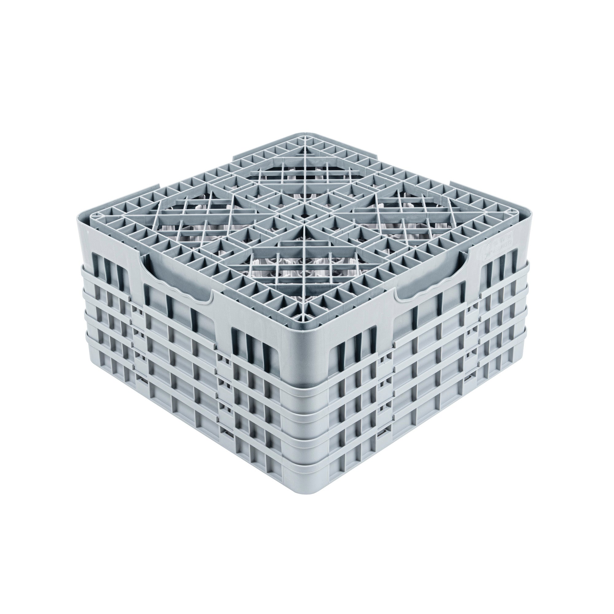 Clean Tek Professional Gray Glass Rack - 49 Compartments, 1 Full Drop and 3 Half Drop Extenders - 19 3/4" x 19 3/4" x 10 1/2" - 1 count box