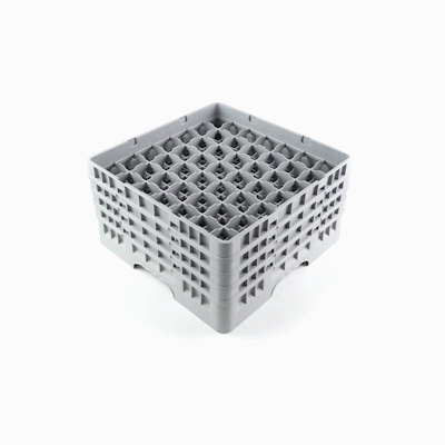 Clean Tek Professional Gray Glass Rack - 49 Compartments, 1 Full Drop and 3 Half Drop Extenders - 19 3/4" x 19 3/4" x 10 1/2" - 1 count box