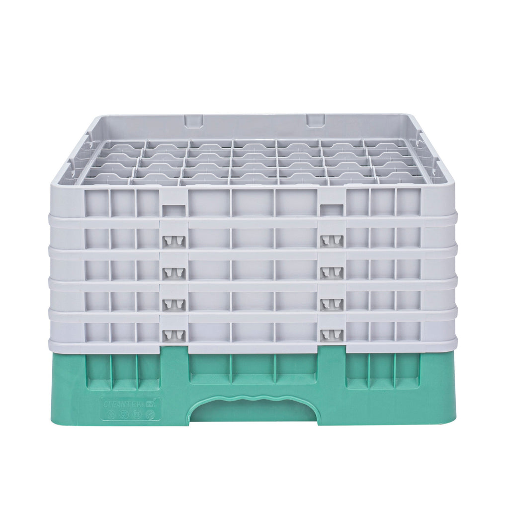 Clean Tek Professional Green Glass Rack - 49 Compartments, 1 Full Drop and 4 Half Drop Extenders - 19 3/4" x 19 3/4" x 12 1/4" - 1 count box
