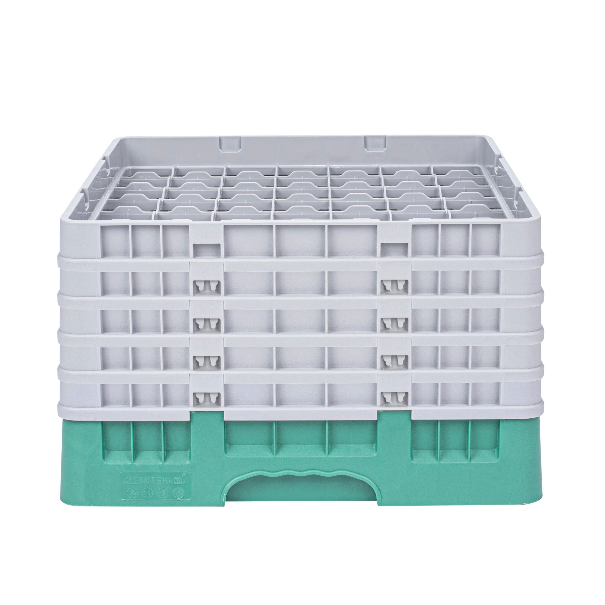 Clean Tek Professional Green Glass Rack - 49 Compartments, 1 Full Drop and 4 Half Drop Extenders - 19 3/4" x 19 3/4" x 12 1/4" - 1 count box