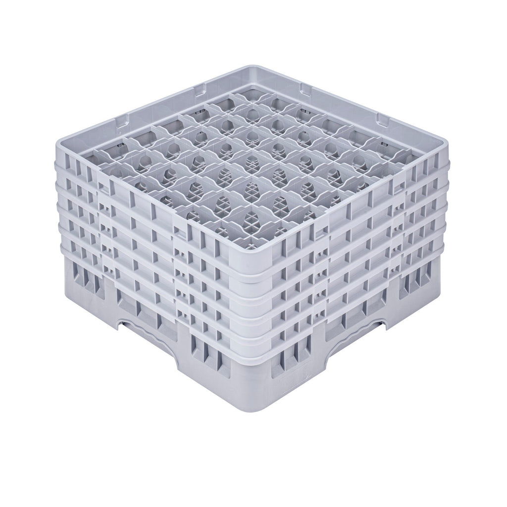 Clean Tek Professional Gray Glass Rack - 49 Compartments, 1 Full Drop and 4 Half Drop Extenders - 19 3/4" x 19 3/4" x 12 1/4" - 1 count box