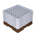 Clean Tek Professional Brown Glass Rack - 49 Compartments, 1 Full Drop and 5 Half Drop Extenders - 19 3/4" x 19 3/4" x 13 3/4" - 1 count box