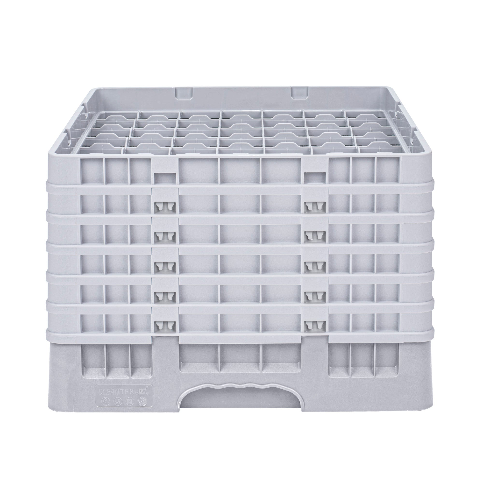 Clean Tek Professional Gray Glass Rack - 49 Compartments, 1 Full Drop and 5 Half Drop Extenders - 19 3/4" x 19 3/4" x 13 3/4" - 1 count box