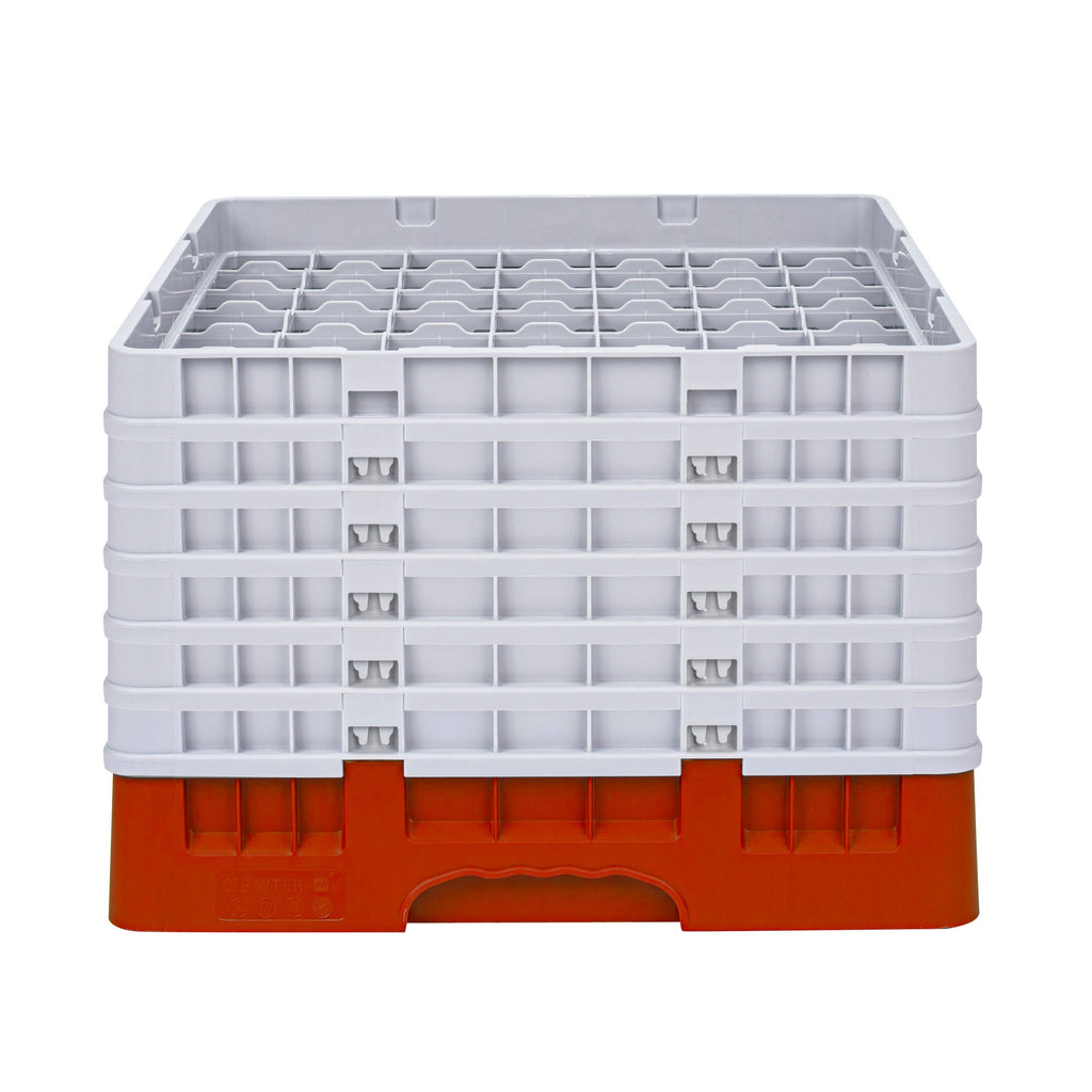 Clean Tek Professional Red Glass Rack - 49 Compartments, 1 Full Drop and 5 Half Drop Extenders - 19 3/4" x 19 3/4" x 13 3/4" - 1 count box