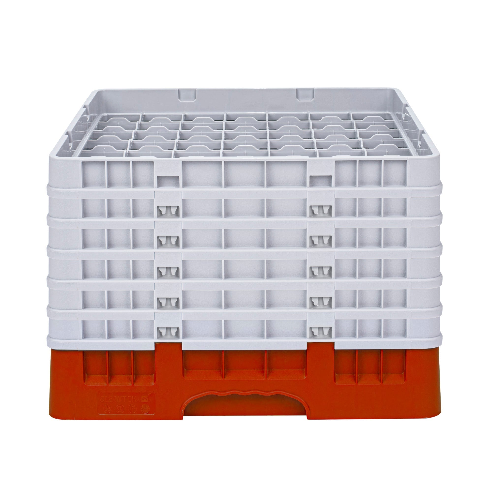 Clean Tek Professional Red Glass Rack - 49 Compartments, 1 Full Drop and 5 Half Drop Extenders - 19 3/4" x 19 3/4" x 13 3/4" - 1 count box
