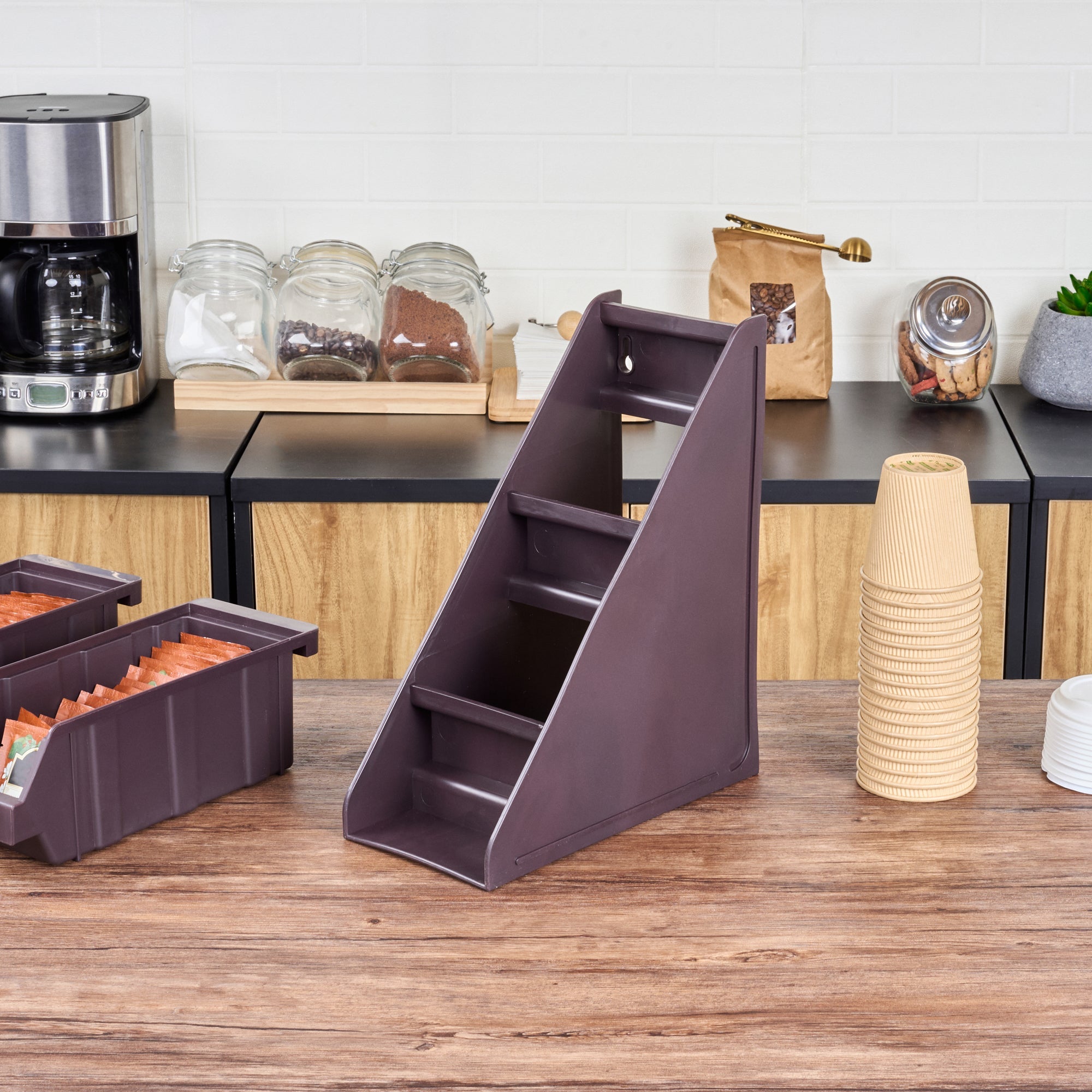 Met Lux Brown Plastic 3-Tier Stand - For Condiment Bin - 11 1/2" x 5 1/2" x 13 3/4" - 1 count box