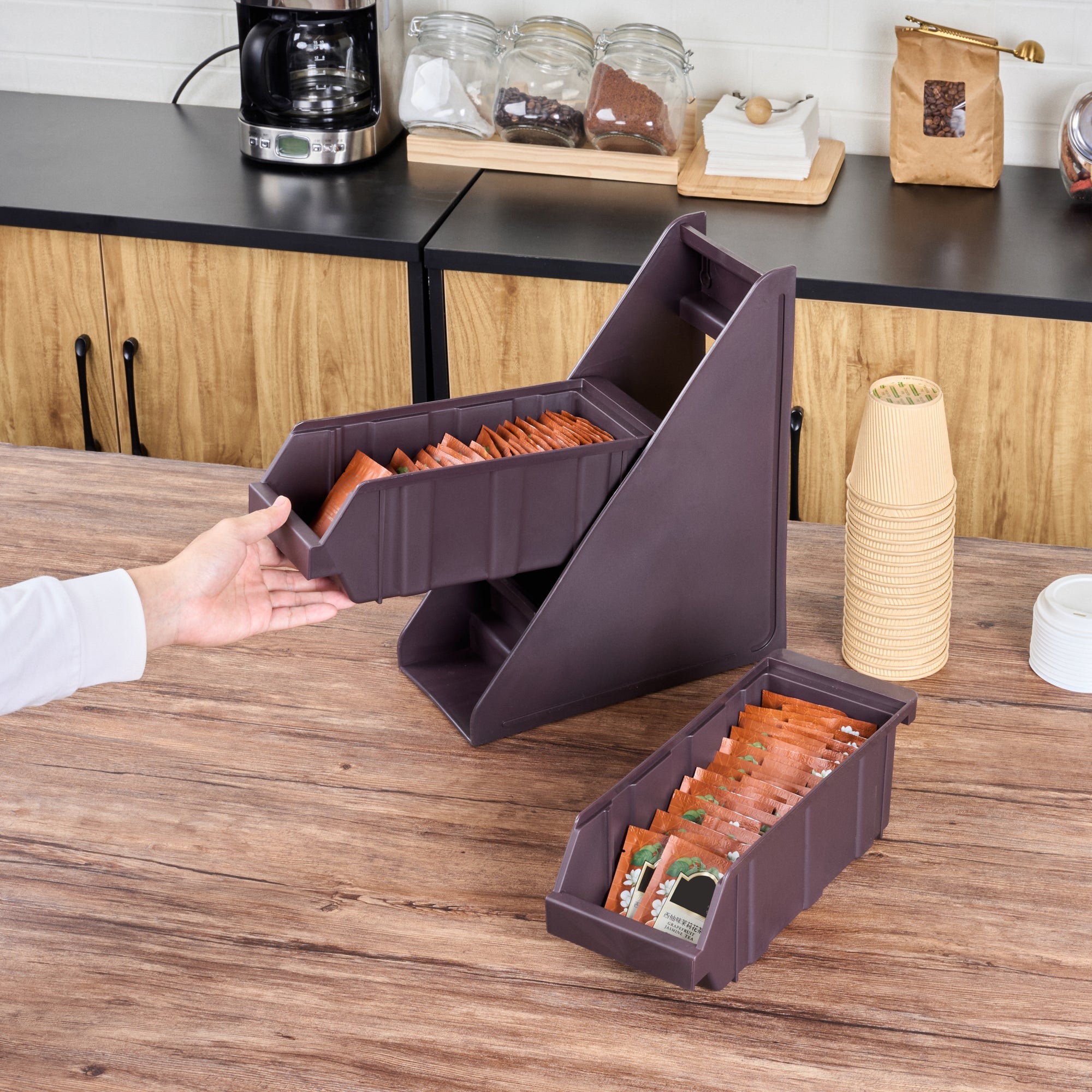 Met Lux Brown Plastic 3-Tier Stand - For Condiment Bin - 11 1/2" x 5 1/2" x 13 3/4" - 1 count box