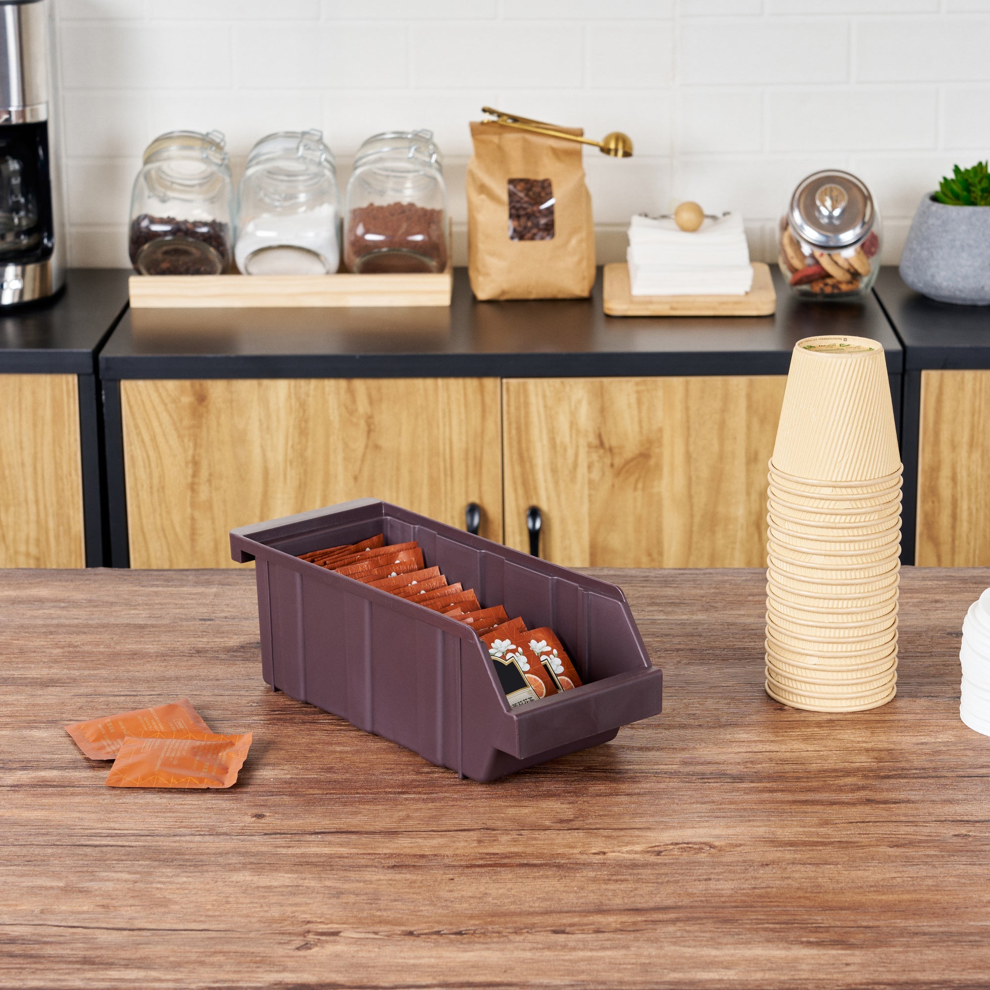 Met Lux Brown Plastic Condiment Bin - 12 1/4" x 5" x 4 1/4" - 1 count box
