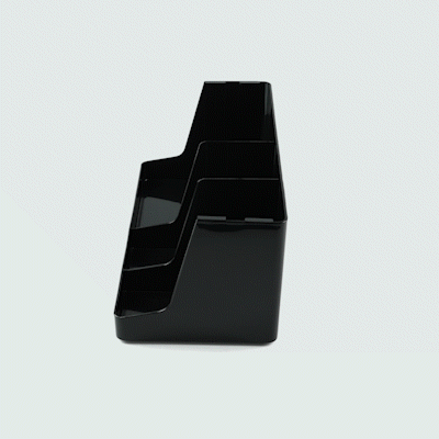 Restpresso Black Plastic Coffee Cup / Lid / Napkin Organizer - 3 Section - 16 1/4" x 8 1/4" x 7" - 1 count box
