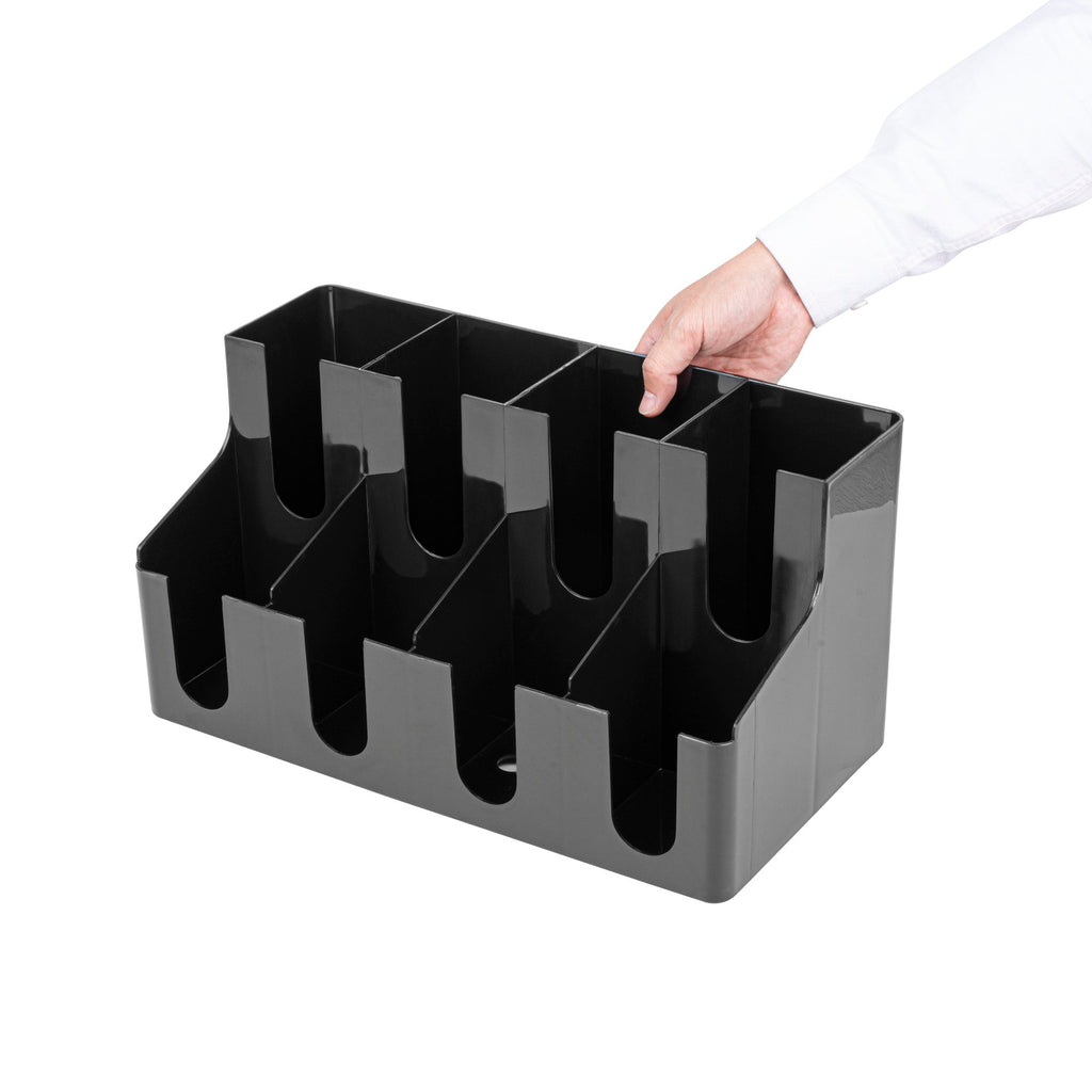 Restpresso Black Plastic Coffee Cup / Lid Organizer - 8 Section - 16 1/4" x 8 1/4" x 8 3/4" - 1 count box