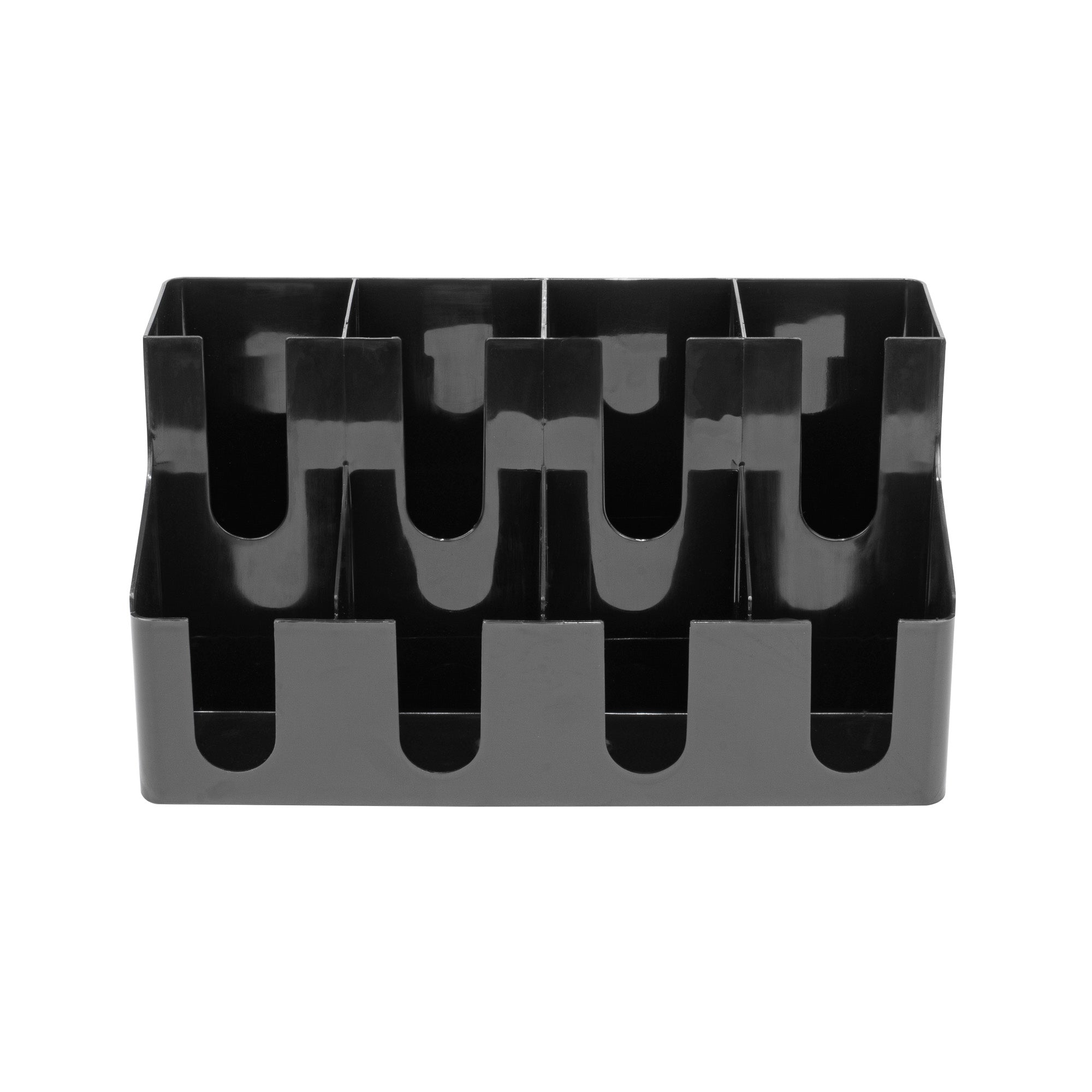 Restpresso Black Plastic Coffee Cup / Lid Organizer - 8 Section - 16 1/4" x 8 1/4" x 8 3/4" - 1 count box