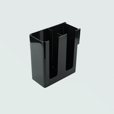 Restpresso Black Plastic Coffee Cup / Lid Organizer - 2 Section - 9" x 4 1/4" x 9 1/2" - 1 count box