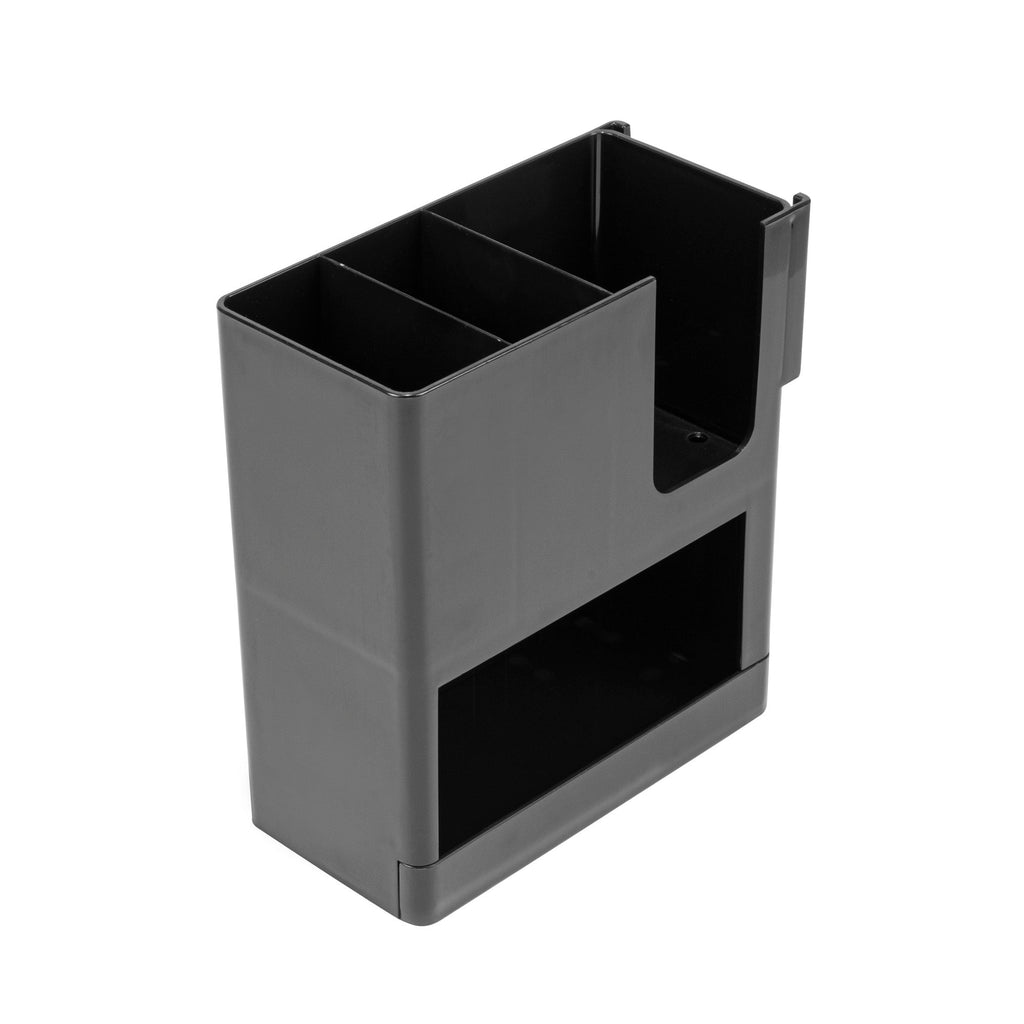 Restpresso Black Plastic Coffee Cup / Lid / Straw Organizer - 4 Section - 9" x 4 1/4" x 9 1/2" - 1 count box