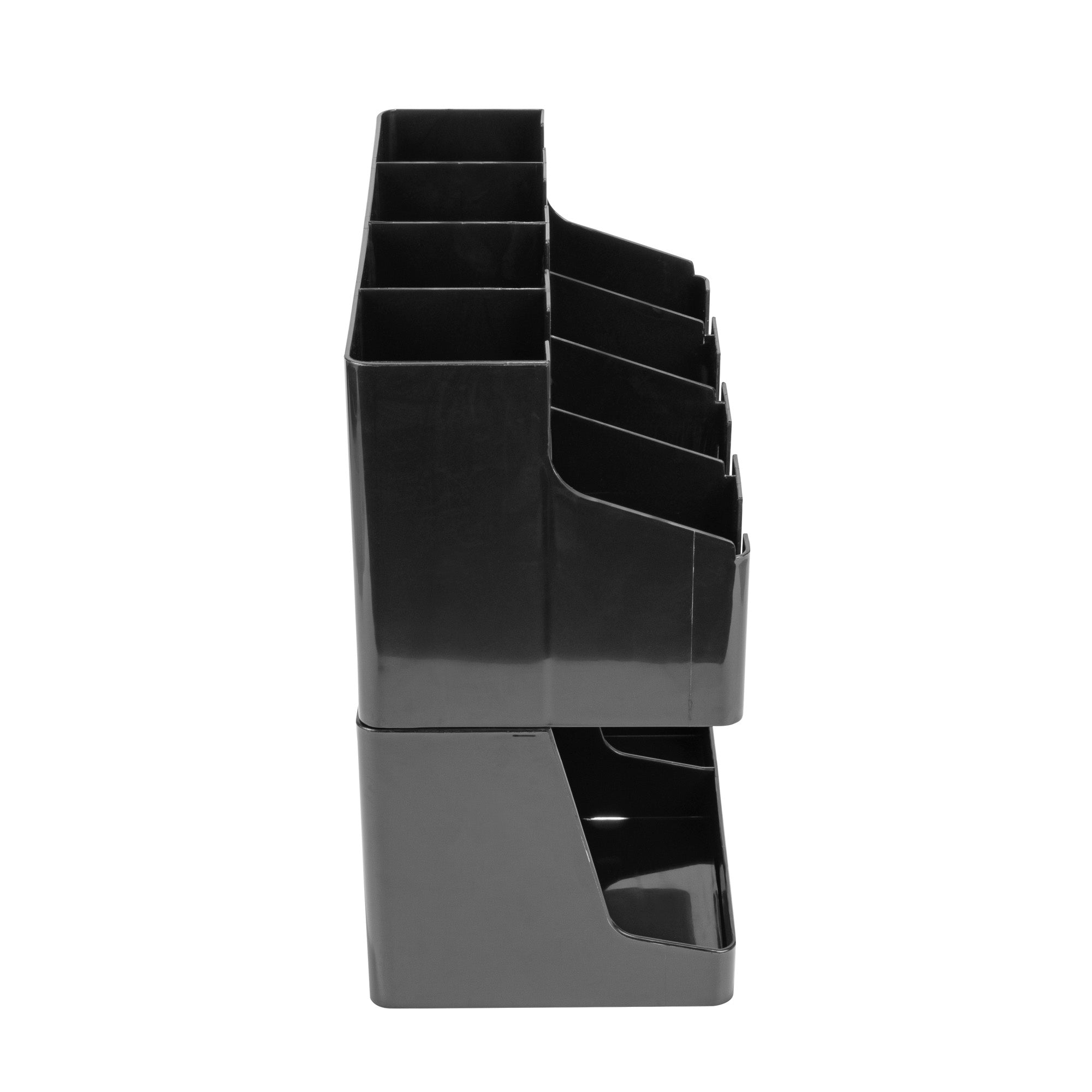 Restpresso Black Plastic Coffee Cup / Lid / Napkin Organizer - 11 Section - 16 1/4" x 8 1/4" x 15 3/4" - 1 count box