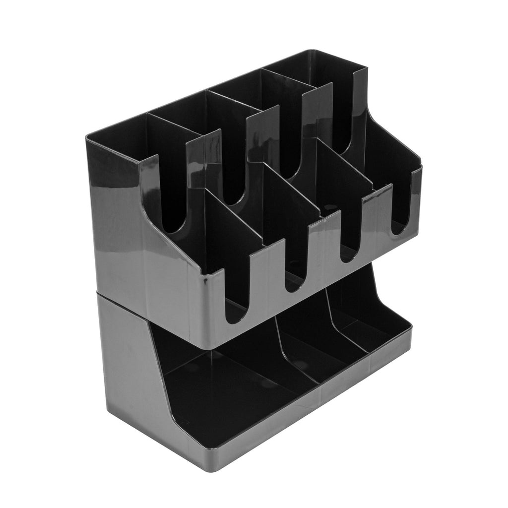 Restpresso Black Plastic Coffee Cup / Lid / Napkin Organizer - 11 Section - 16 1/4" x 8 1/4" x 15 3/4" - 1 count box