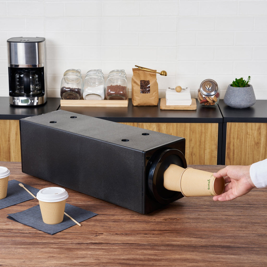 Restpresso Black Countertop Cup Dispenser Cabinet - For 8 to 44 oz Cups, Stackable, 1 Slot - 24 1/2" x 8" - 1 count box