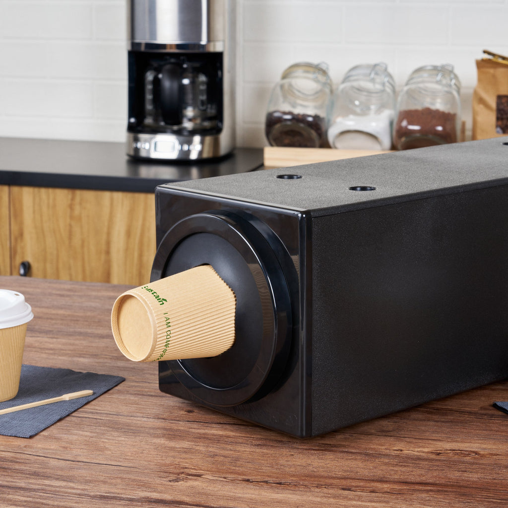 Restpresso Black Countertop Cup Dispenser Cabinet - For 8 to 44 oz Cups, Stackable, 1 Slot - 24 1/2" x 8" - 1 count box