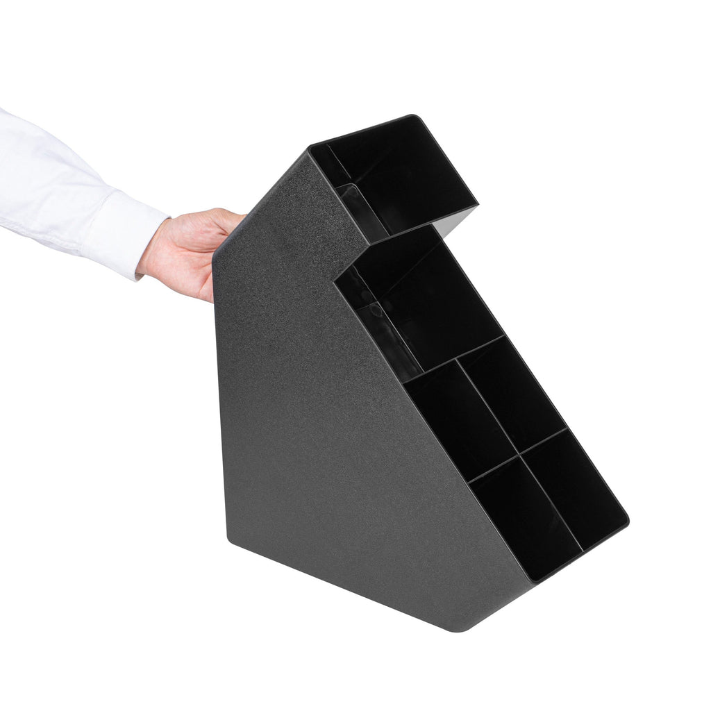 Restpresso Black Plastic Condiment Organizer - 6 Compartments - 6 1/4" x 14 1/2" x 16 1/2" - 1 count box