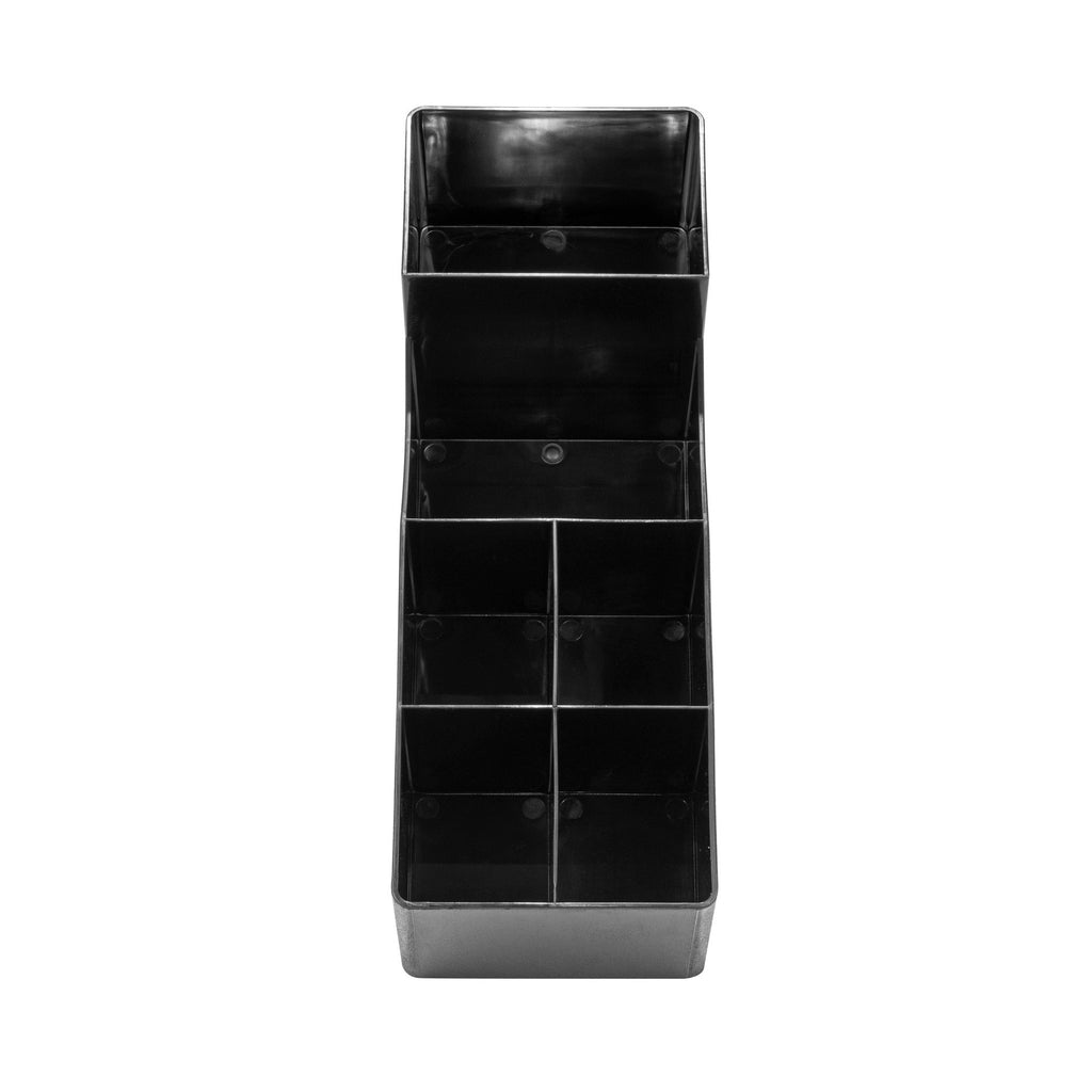 Restpresso Black Plastic Condiment Organizer - 6 Compartments - 6 1/4" x 14 1/2" x 16 1/2" - 1 count box