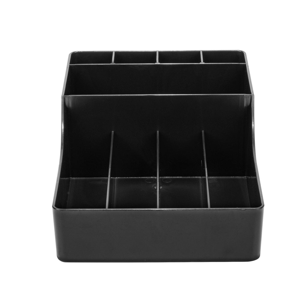 Restpresso Black Plastic Condiment Organizer - 9 Compartments - 7 3/4" x 11 3/4" x 4" - 1 count box