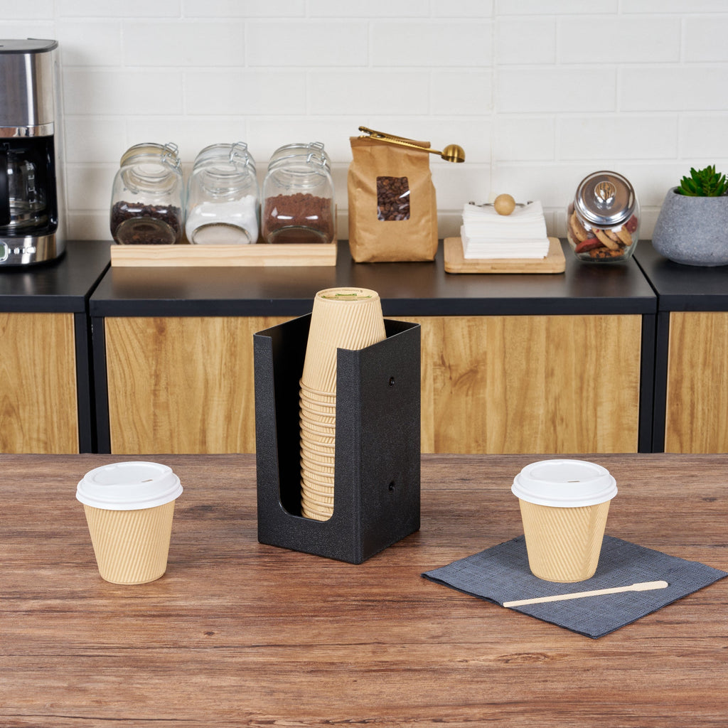 Restpresso Black Plastic Coffee Cup / Lid / Cocktail Napkin Organizer - 4 1/2" x 4 1/2" x 7 3/4" - 1 count box