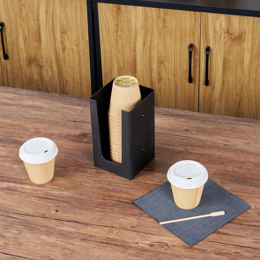 Restpresso Black Plastic Coffee Cup / Lid / Cocktail Napkin Organizer - 4 1/2" x 4 1/2" x 7 3/4" - 1 count box