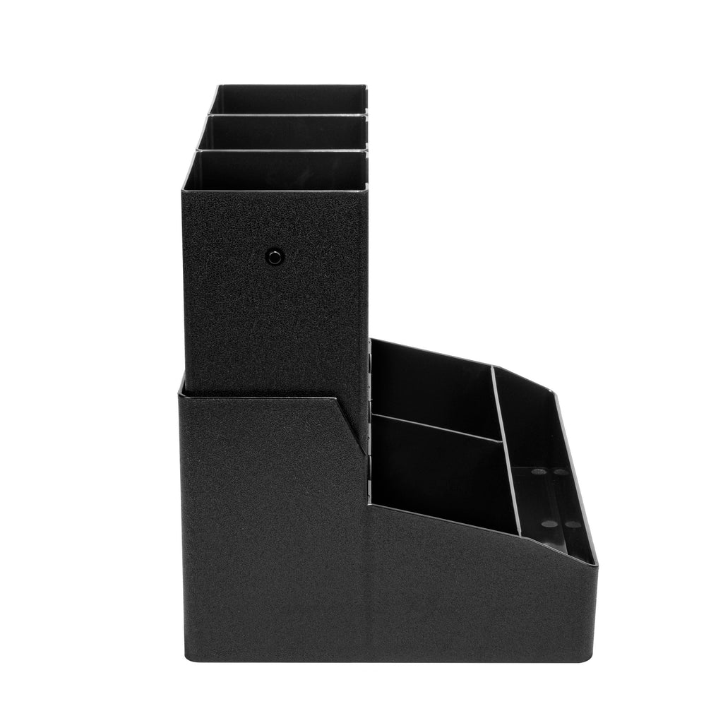 Restpresso Black Plastic Coffee Cup / Lid / Condiment Organizer - 6 Compartments - 14" x 10 1/2" x 12 1/4" - 1 count box