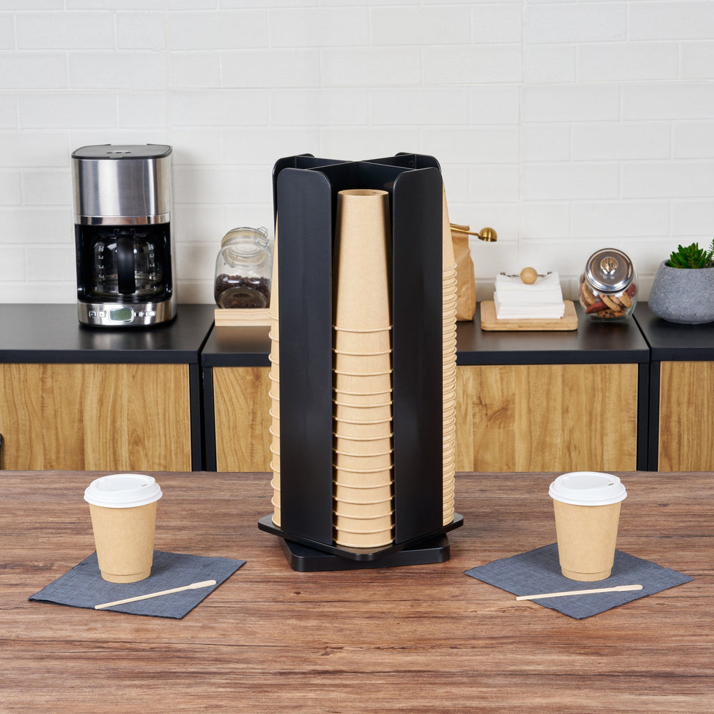 Restpresso Black Plastic Coffee Cup / Lid Organizer - 4 Compartments - 8 1/4" x 8 1/4" x 19 3/4" - 1 count box
