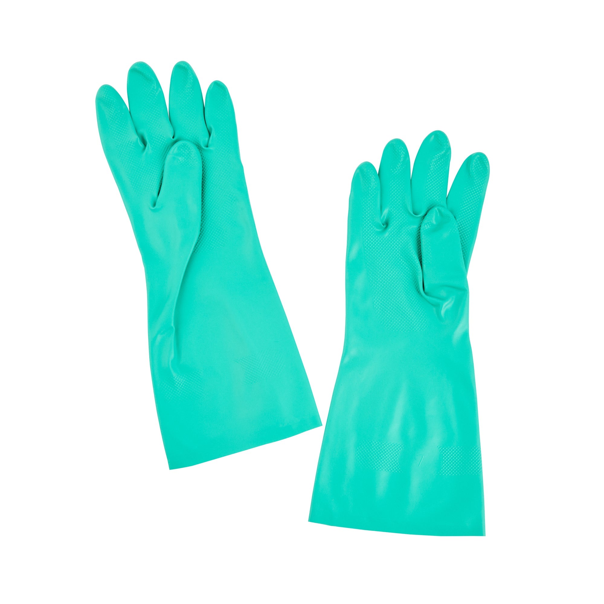 Clean Tek Professional Green Small Nitrile Gloves - 15 mil, Flock Lining, Chemical-Resistant - 13" x 4 1/4" - Pair - 1 count box
