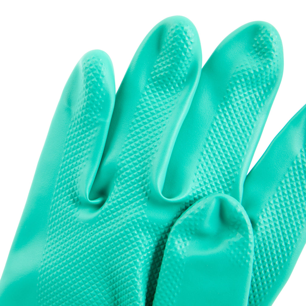 Clean Tek Professional Green Small Nitrile Gloves - 15 mil, Flock Lining, Chemical-Resistant - 13" x 4 1/4" - Pair - 1 count box