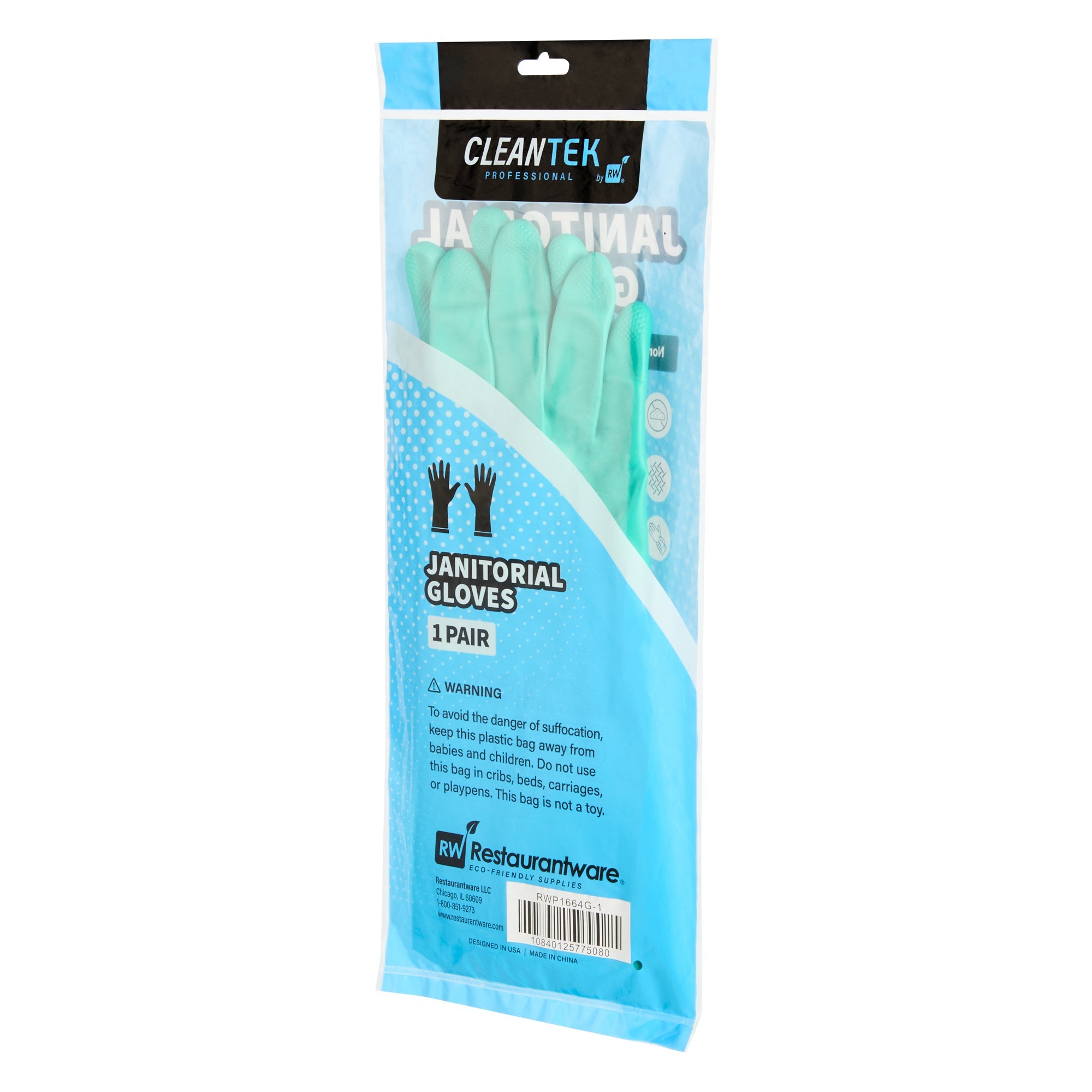 Clean Tek Professional Green Small Nitrile Gloves - 15 mil, Flock Lining, Chemical-Resistant - 13" x 4 1/4" - Pair - 10 count box