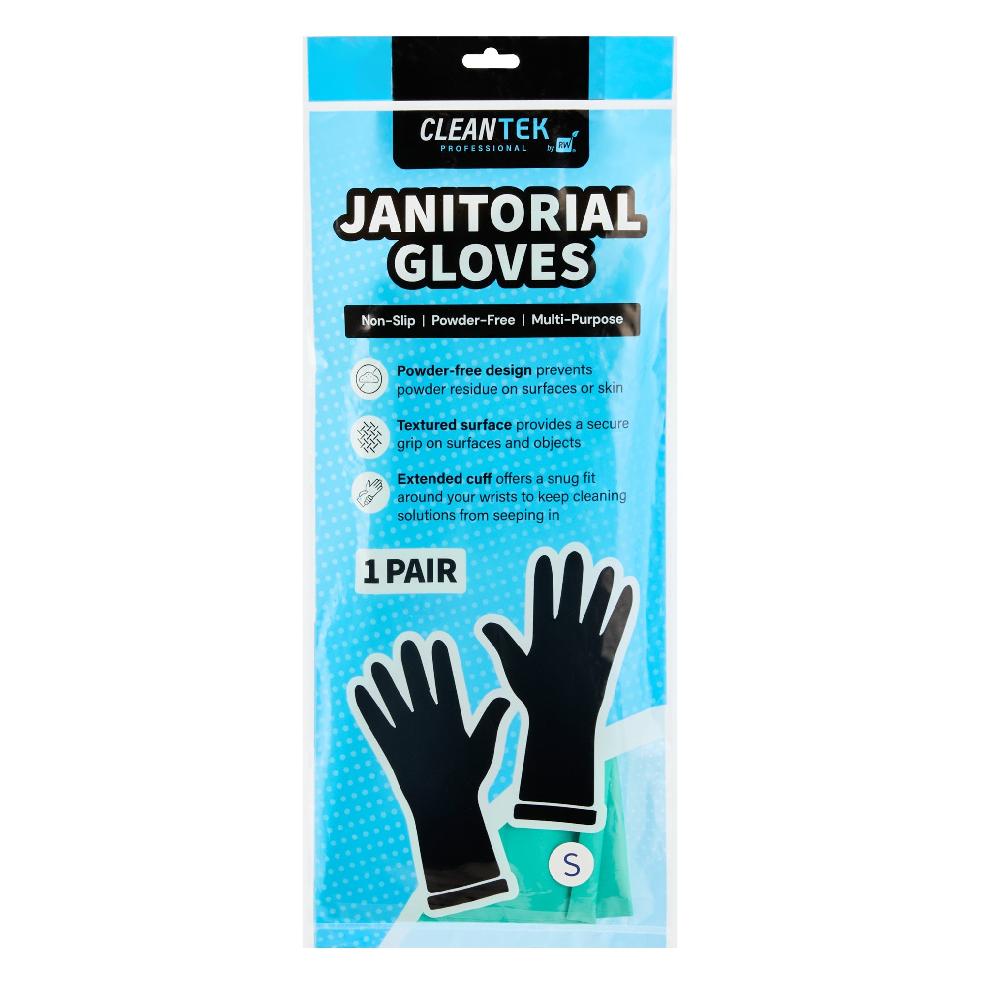 Clean Tek Professional Green Small Nitrile Gloves - 15 mil, Flock Lining, Chemical-Resistant - 13" x 4 1/4" - Pair - 10 count box