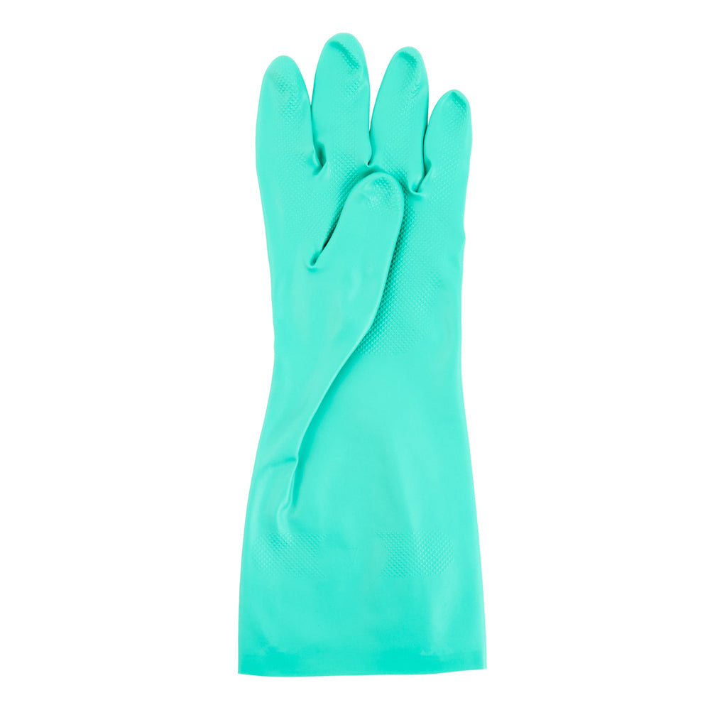 Clean Tek Professional Green Small Nitrile Gloves - 15 mil, Flock Lining, Chemical-Resistant - 13" x 4 1/4" - Pair - 10 count box