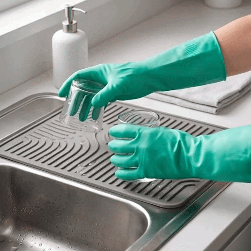 Clean Tek Professional Green Medium Nitrile Gloves - 15 mil, Flock Lining, Chemical-Resistant - 13" x 4 1/4" - Pair - 10 count box
