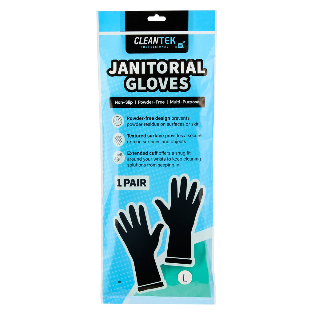 Clean Tek Professional Green Large Nitrile Gloves - 15 mil, Flock Lining, Chemical-Resistant - 13" x 4 1/2" - Pair - 1 count box