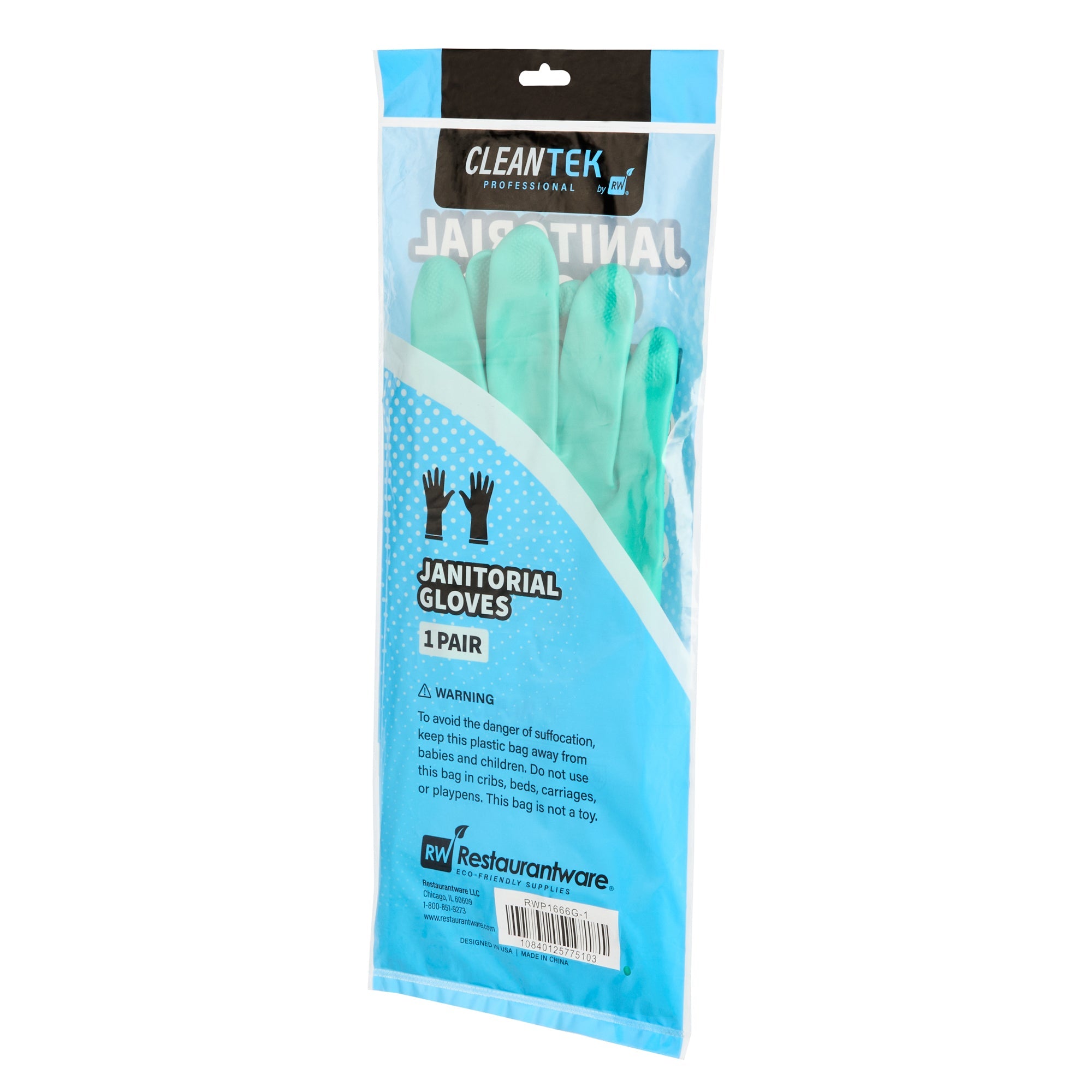 Clean Tek Professional Green Large Nitrile Gloves - 15 mil, Flock Lining, Chemical-Resistant - 13" x 4 1/2" - Pair - 10 count box