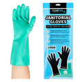 Clean Tek Professional Green Large Nitrile Gloves - 15 mil, Flock Lining, Chemical-Resistant - 13" x 4 1/2" - Pair - 10 count box