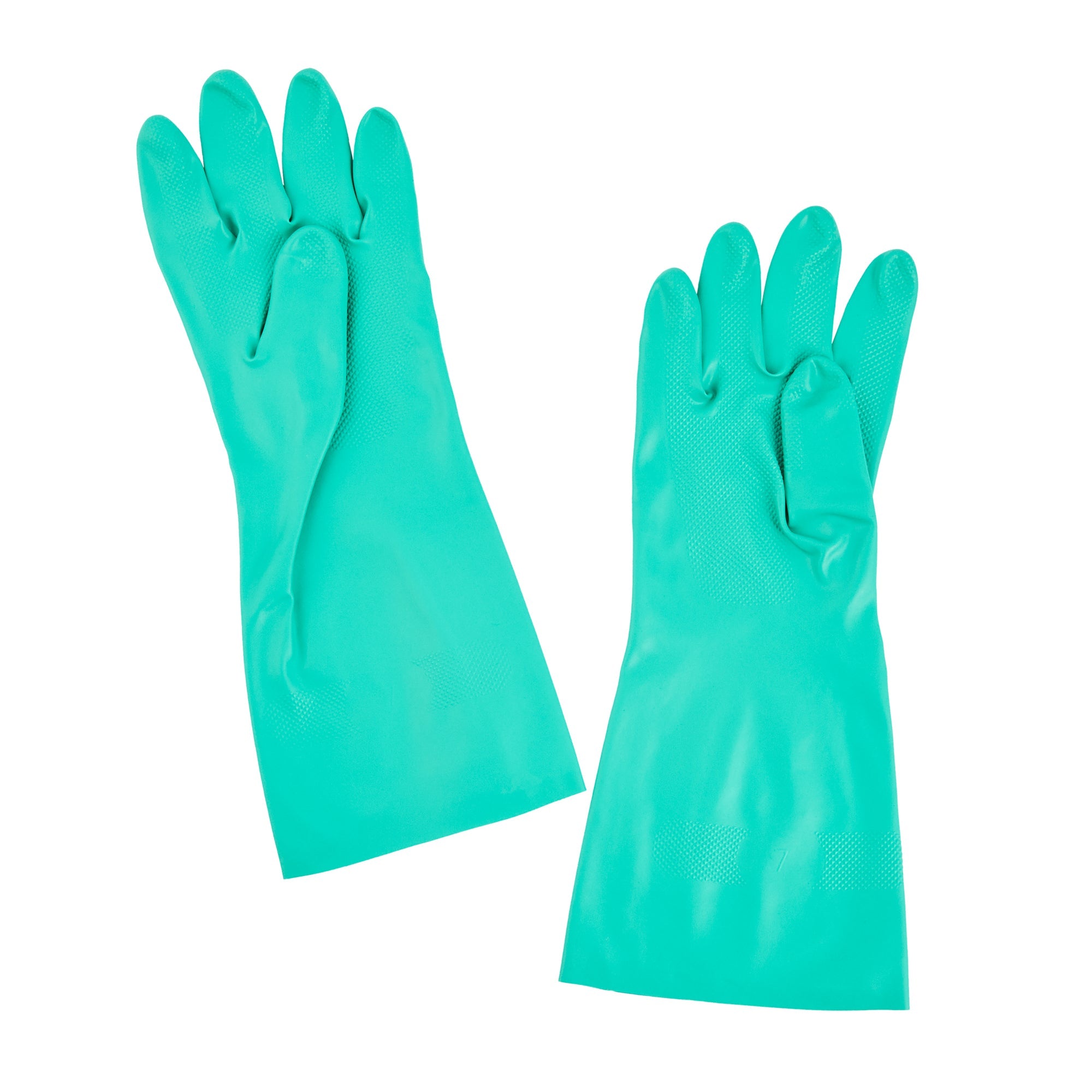 Clean Tek Professional Green Large Nitrile Gloves - 15 mil, Flock Lining, Chemical-Resistant - 13" x 4 1/2" - Pair - 10 count box