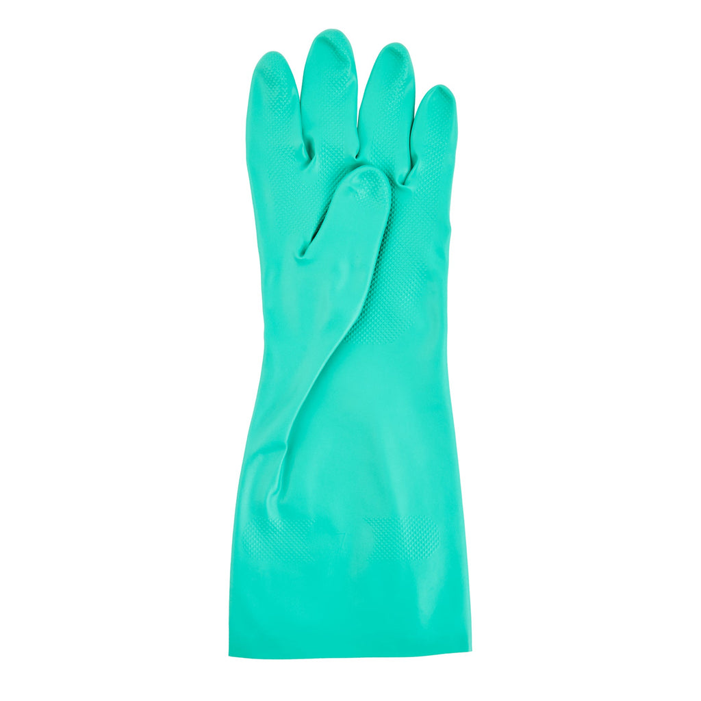 Clean Tek Professional Green Large Nitrile Gloves - 15 mil, Flock Lining, Chemical-Resistant - 13" x 4 1/2" - Pair - 10 count box