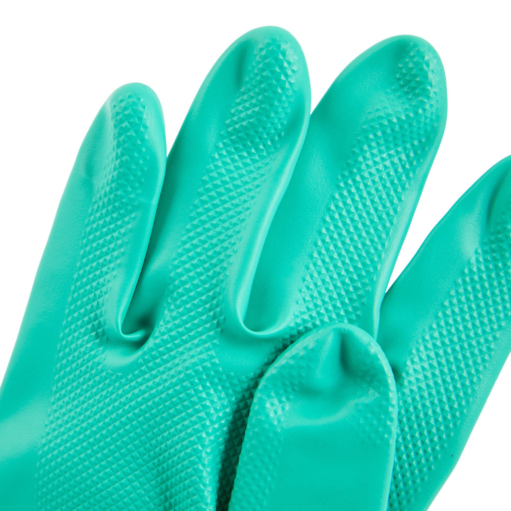 Clean Tek Professional Green Large Nitrile Gloves - 15 mil, Flock Lining, Chemical-Resistant - 13" x 4 1/2" - Pair - 10 count box