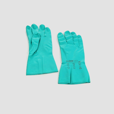 Clean Tek Professional Green Extra Large Nitrile Gloves - 15 mil, Flock Lining, Chemical-Resistant - 13" x 4 3/4" - Pair - 1 count box