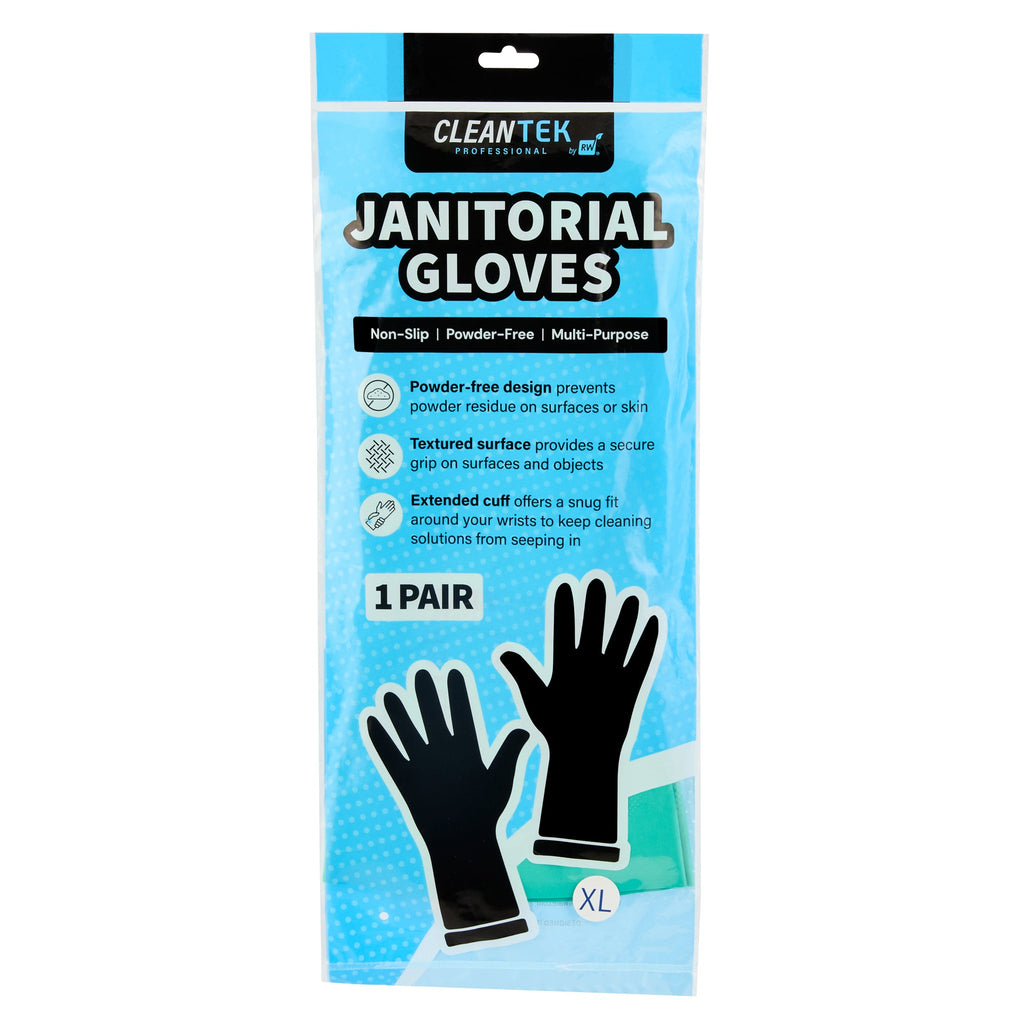Clean Tek Professional Green Extra Large Nitrile Gloves - 15 mil, Flock Lining, Chemical-Resistant - 13" x 4 3/4" - Pair - 1 count box